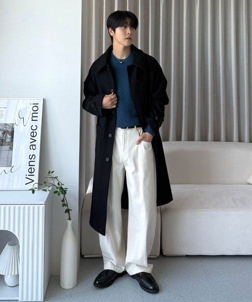 아워데이즈 울 머지 발마칸 롱 코트 [BLACK]