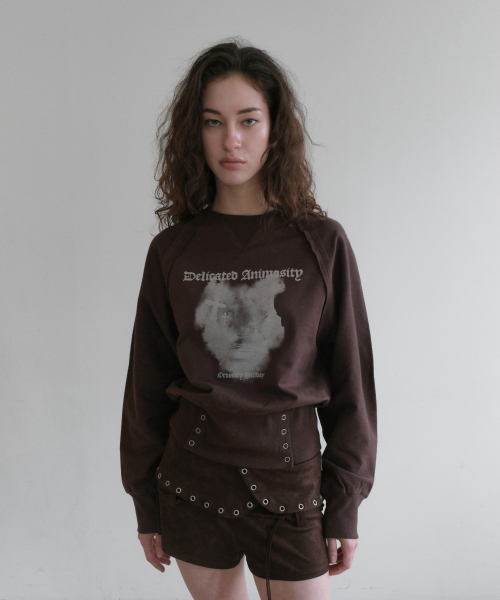 RIBBED SNAP SWEATSHIRT [BROWN]