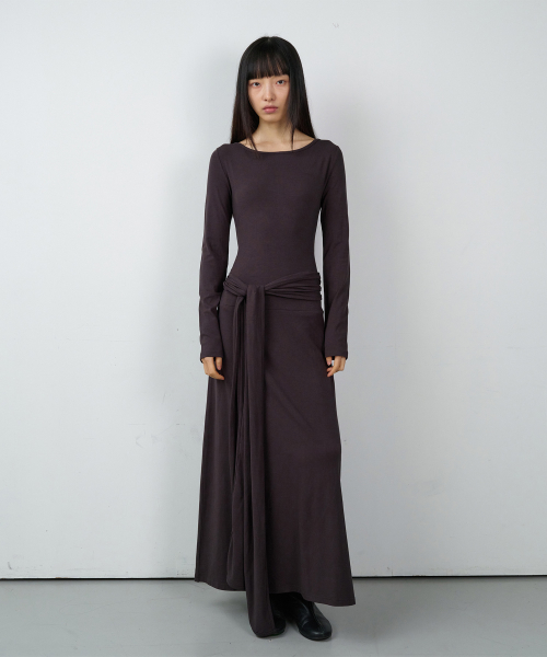 DRAPED MAXI ONE-PIECE(W) CHARCOAL