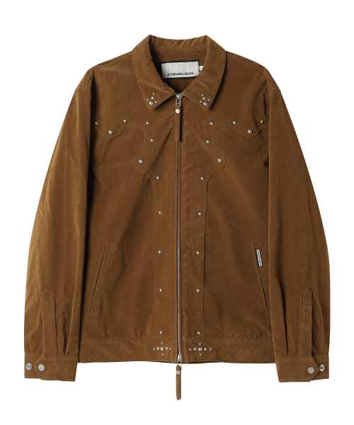 STUDDED SUEDE JACKET BROWN