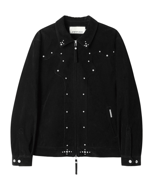 STUDDED SUEDE JACKET BLACK