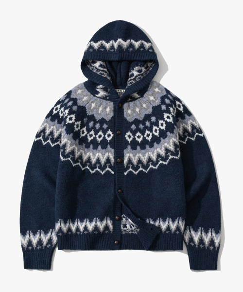 Nordic wool hoodie knit Navy