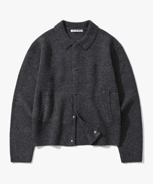 Wool Blend Drizzler Knit Jacket in Charcoal