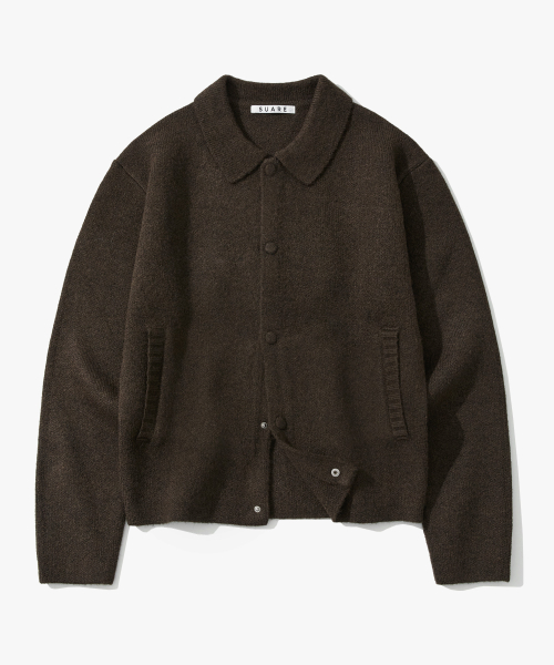 Wool Blend Drizzler Knit Jacket Brown