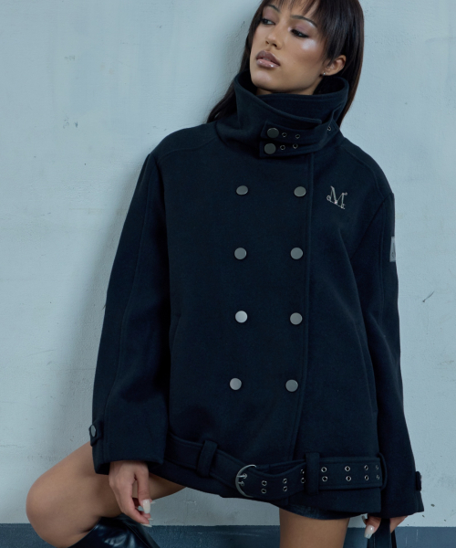 KERVEN EYELET BELTED HALF COAT
