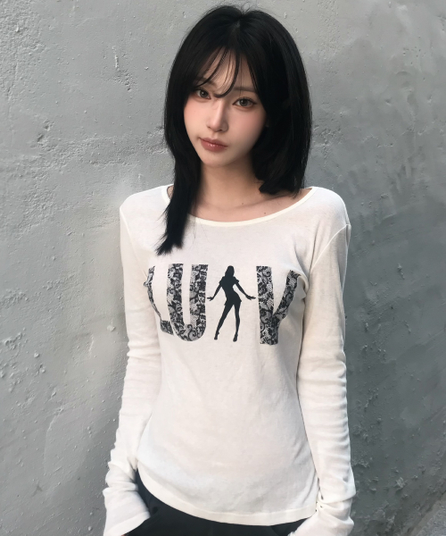 RL LACE LUV SLEEVE TEE(IVORY)