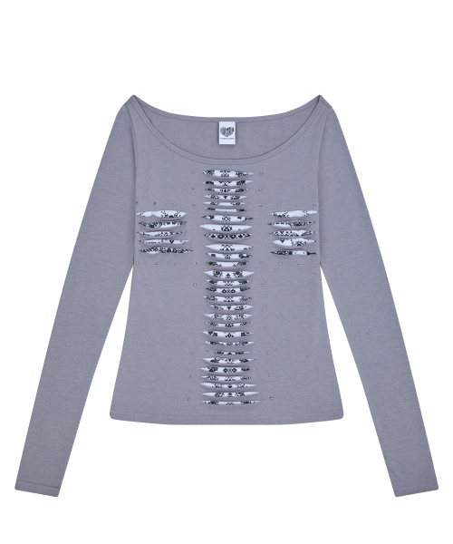 RL CROSS CUT OUT TEE(GRAY)