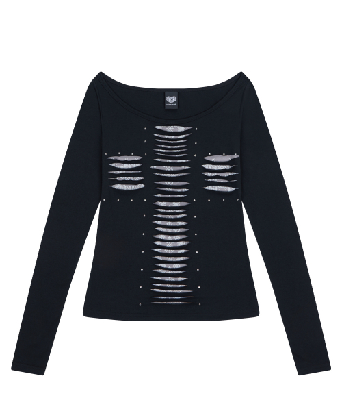 RL CROSS CUT OUT TEE(BLACK)