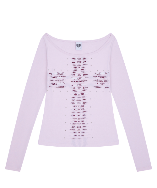 RL CROSS CUT OUT TEE(PINK)