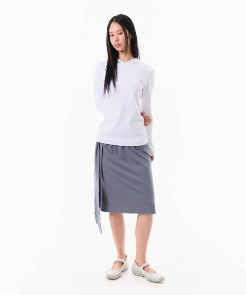 SWEAT TIE MIDI SKIRT (GRAY)