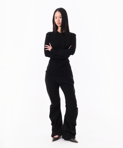 WASHED BANANA COTTON PANTS (BLACK)