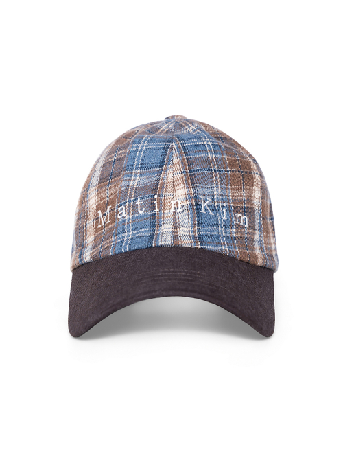 MATIN CONTRAST BRIM CHECK BALL CAP IN BROWN