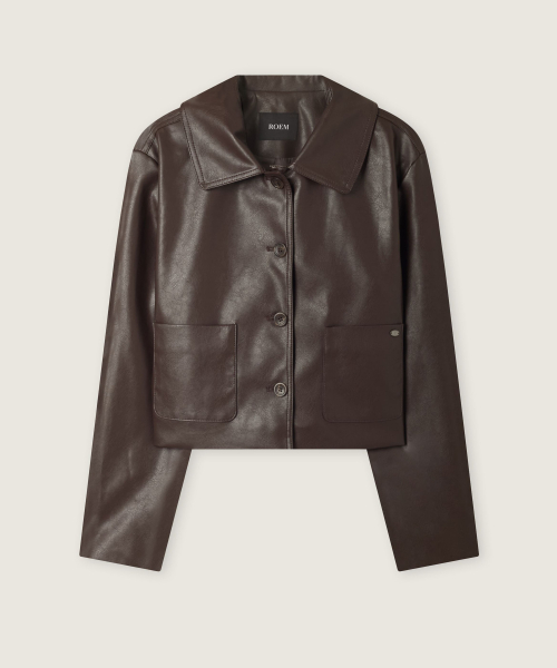Cropped Faux Leather Jacket RMJKG4TR18
