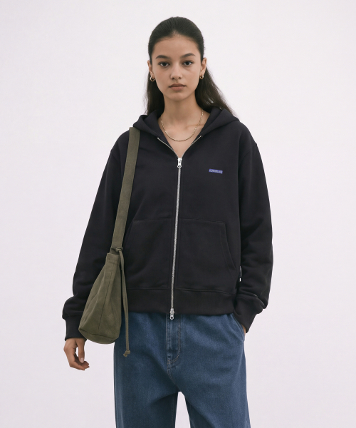 SMALL LOGO EMBROIDERY HOODIE ZIP UP