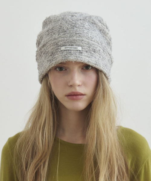 Cozy FLUFFY wool Knit Beanie Hats_Gray