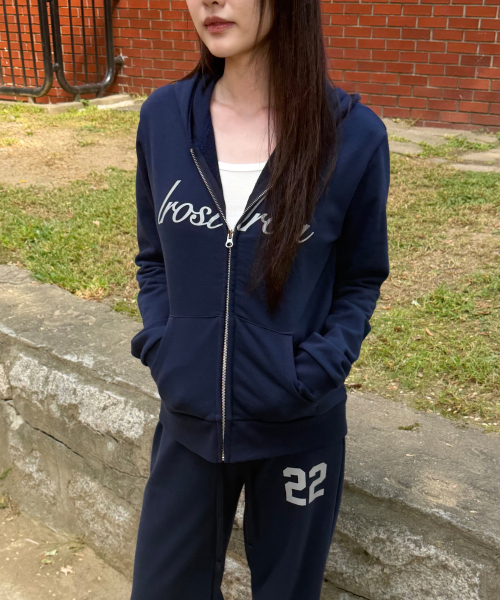 IR Lettering Slim Hoodie Zip-up (Navy)