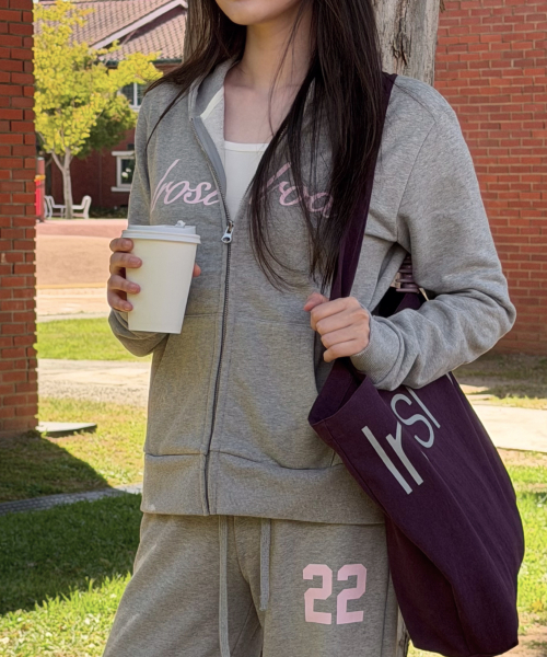 IR Lettering Slim Hoodie Zip-up (Gray)