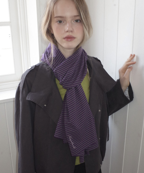 Micro Stripe Long Mufflers Scarf_Purple
