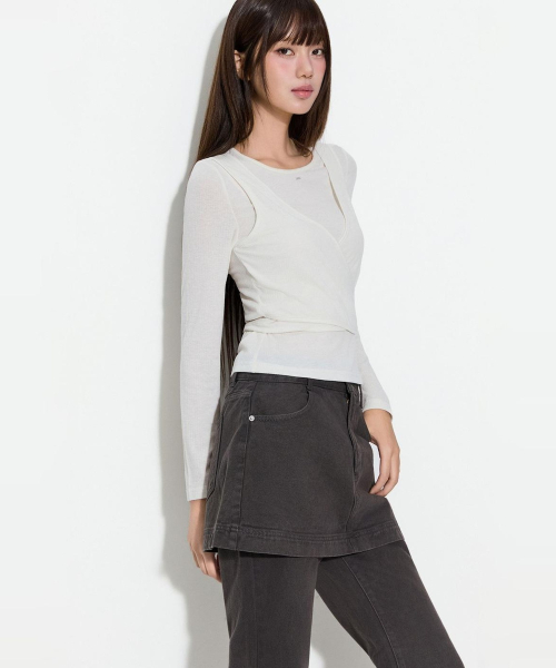 Wrap-Layered Long-Sleeve T Shirt_MIWLWGT7SS