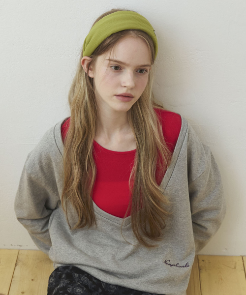 Deep Vneck Sweat-Shirt_Gray