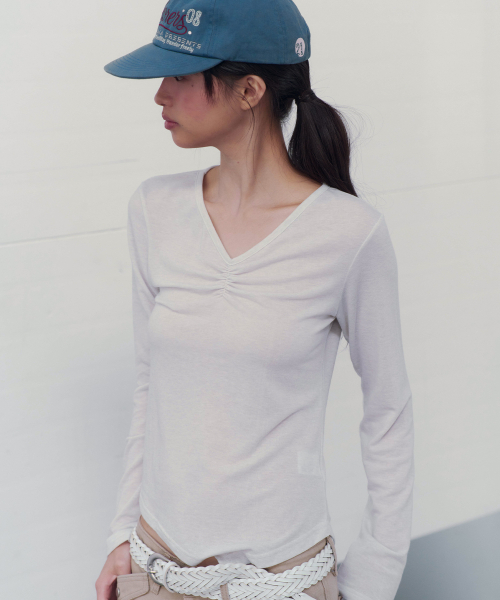 SOFT V-NECK LONG SLEEVE T (OATMEAL)