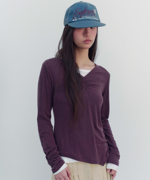 SOFT V-NECK LONG SLEEVE T (PLUM)