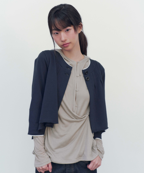 FLARE JERSEY CARDIGAN (NAVY)