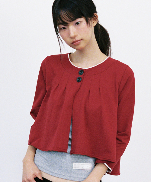 FLARE JERSEY CARDIGAN (RED)