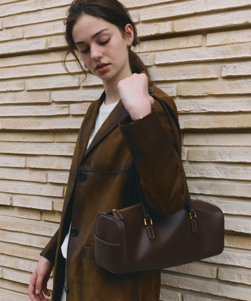 드메리엘 Marcy Boston Bag Wide Wood Brown