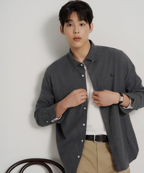 빈폴 멘 브러쉬드 헤링본 셔츠 애쉬