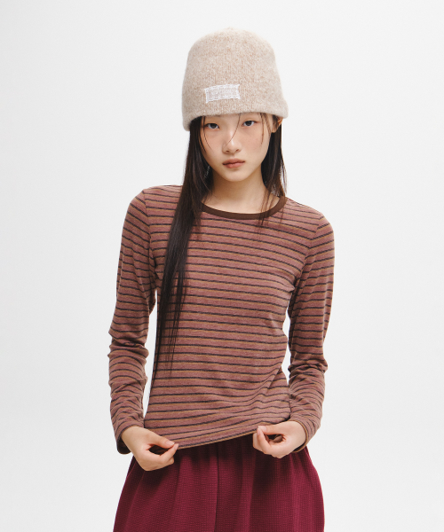 woman striped Slim-fit t-shirt [pinkl]