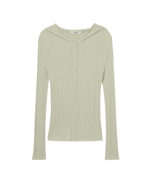KNIT BUTTON HOODIE CARDIGAN IN LIGHT KHAKI