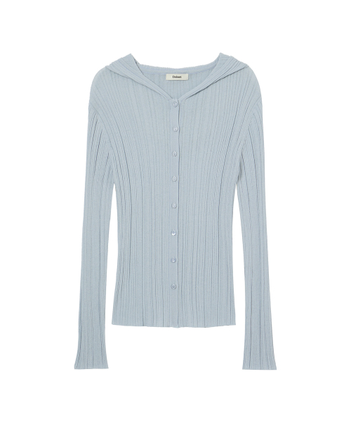 KNIT BUTTON HOODIE CARDIGAN IN LIGHT BLUE