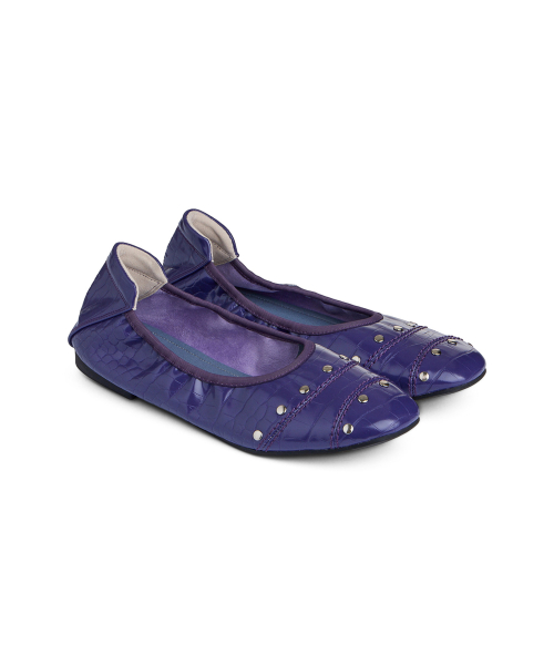 CROCODILE STUD FLAT SHOES IN PURPLE