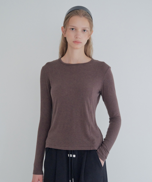 See-Through Tencel Wool Long Sleeve_Brown