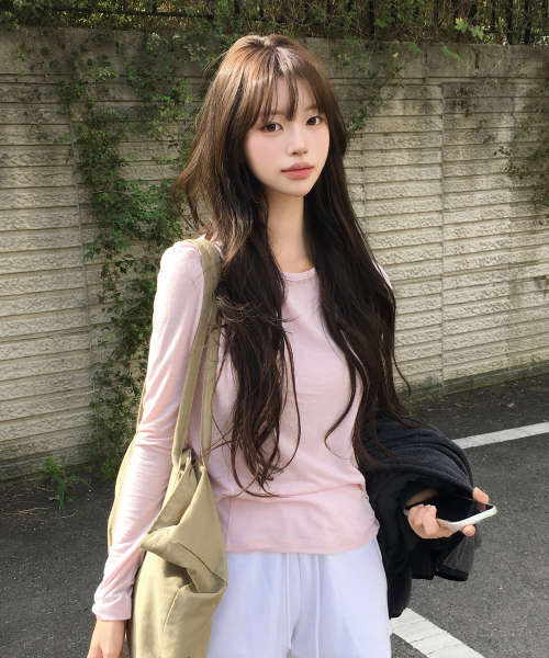 See-Through Tencel Wool Long Sleeve_Pink