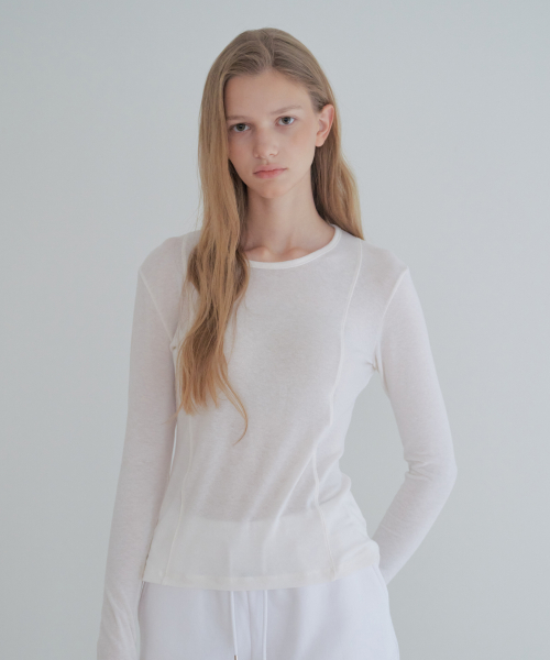 See-Through Tencel Wool Long Sleeve_Cream