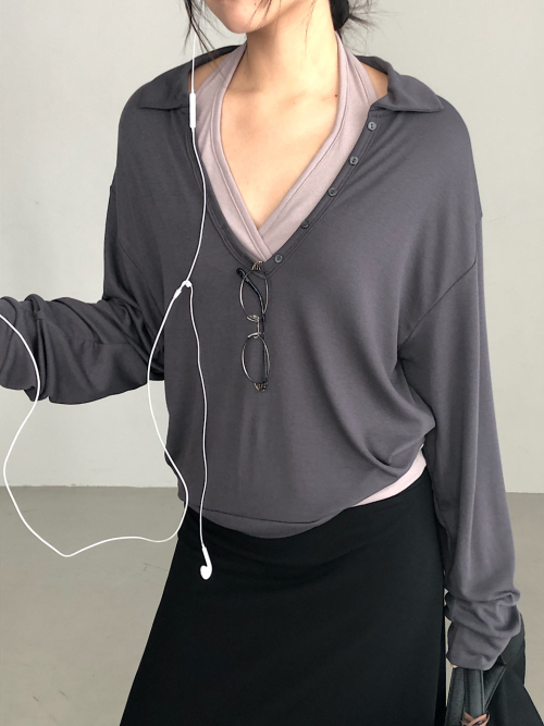 Button Deep Long Sleeve (3C)