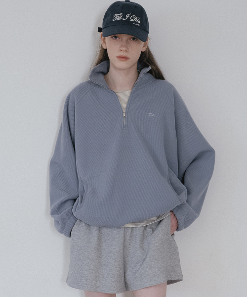 틸아이다이 Waffle fleece half zip-up [TIWT04LT03]_Blue