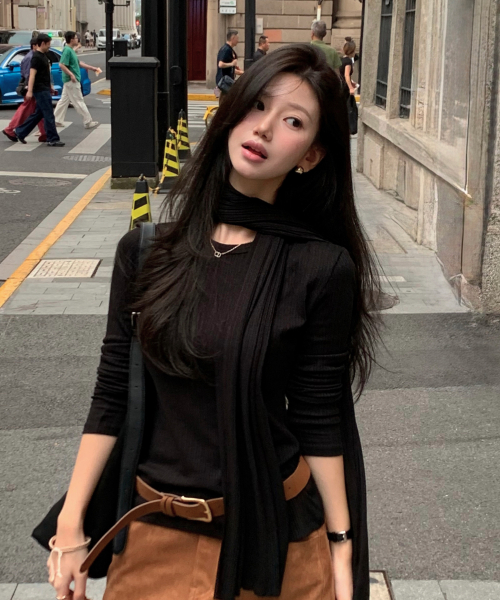 [SET] Smooth Touch T-Shirt & Muffler_Black