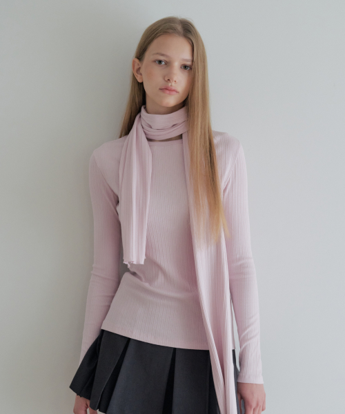 [SET] Smooth Touch T-Shirt & Muffler_Pink