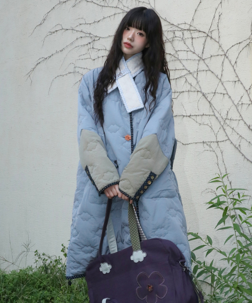 WXJ060 사토 마치 퀼팅 롱 경량패딩 (BLUE)
