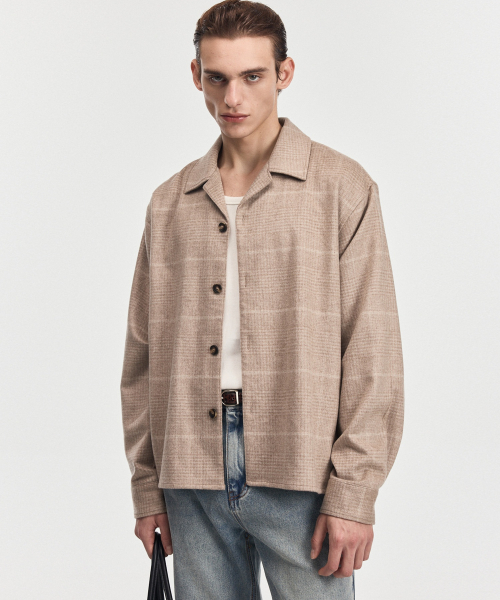 티엔지티 Piacenza Cashmere Open Collar Shirt (Beige) TNSH6F200I2