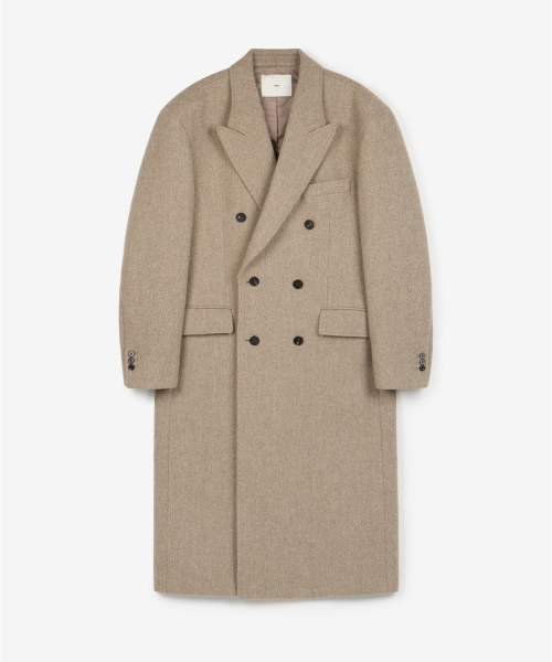 Herringbone Tailored Double Coat (Greyish Beige) TNCO6F102I2