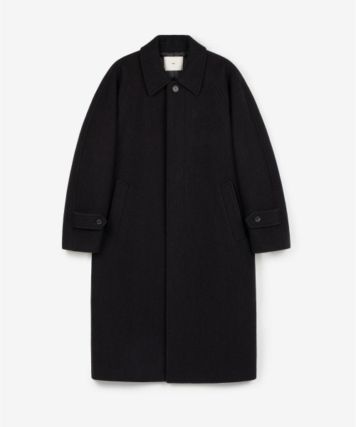Virgin Wool Herringbone Balmacaan Coat (Dark Brown) TNCO6F100W2