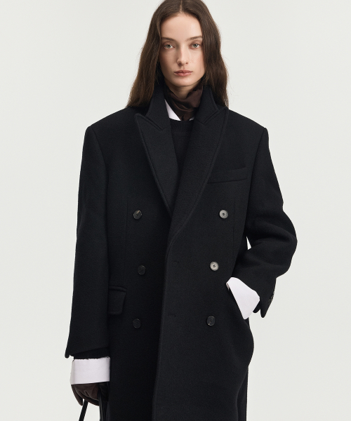 티엔지티 우먼 W Oversized Tailored Double Coat (Black) TNCO6F102BK
