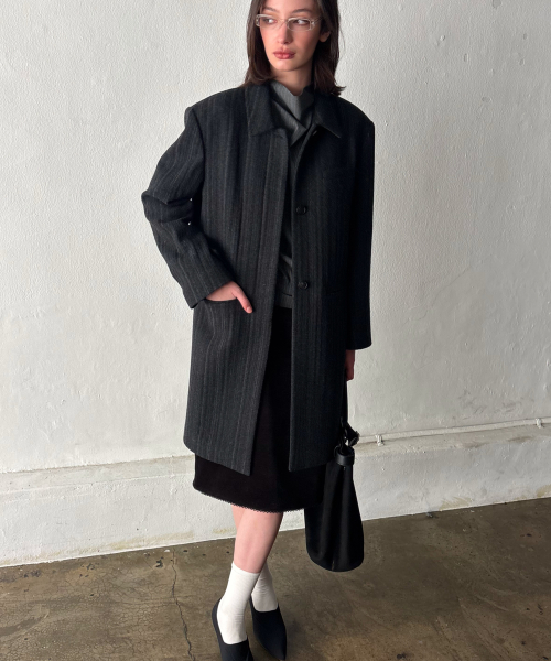 SAPIENS Wool Vertical Single Coat Black