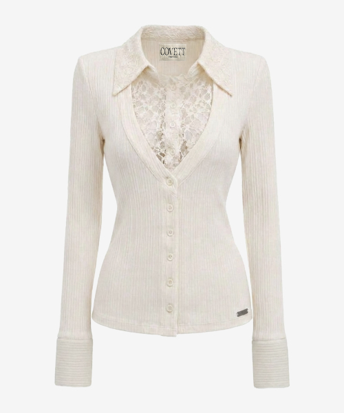 LILY LACE KNIT SHIRT [IVORY]