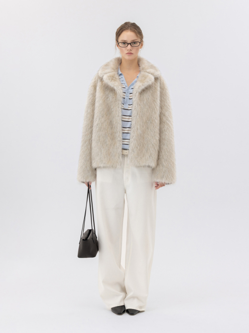 글로니 G MIX FUR JACKET (PALE IVORY)