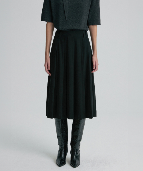 WOOL-SILK BLEND PLEATED SKIRT